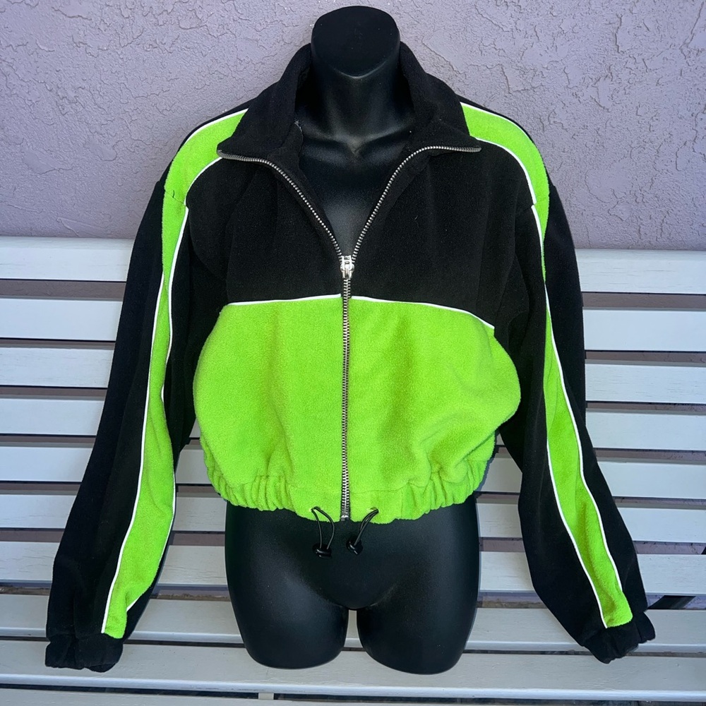 The Ragged Priest 
Black and Green Zip-Up Jacket